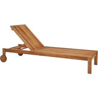 Beliani Beliani - Lettino da giardino moderno rustico in legno di acacia chiaro reclinabile con ruote incorporate Bellano
