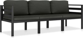 vidaXL Set Muebles De Jard&iacute;n 3 Pzas Y Cojines Aluminio Gris Antracita Vidaxl
