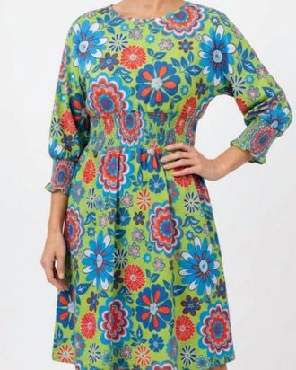 Multiples Dolman Sleeve Wide Neck Needle Waist Dress In Multi