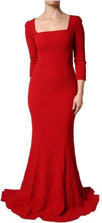Dolce & Gabbana Viscose Sheath Bodycon Zeemeermin Jurk - Dames - Avondkleed - Rood - S - Katoen - Kleedjes