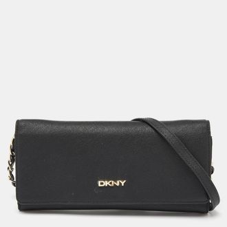 DKNY Dkny Black Leather And Leather Wallet On Chain