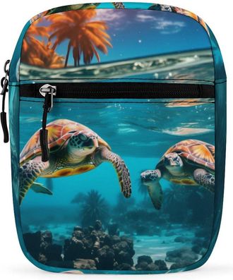 Generic Sea Turtles And Palm Crossbody Bag Adjustable Satchel Cute Shoulder Bag Lightweight Sling Bags