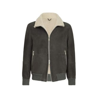 Brunello Cucinelli Shearling-trim Ribbed Jacket