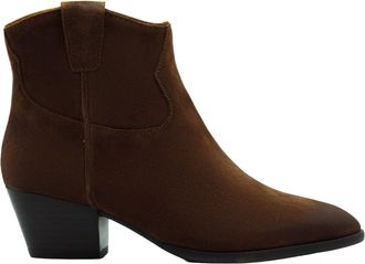 Ash Brown Pointed Toe Suede Zip Ankle Boots