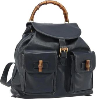 Gucci Pre-owned Backpack - Dames - Vintage Rugzakken - Zwart - ONE Size - Leer - Vintage