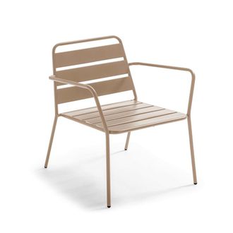 Oviala Sill&oacute;n de jard&iacute;n bajo de metal topo