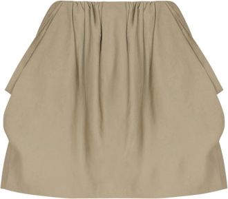 Balmain Cotton Poplin Ballonrok - Dames - Korte rokken - Groen - S - Katoen - Rokken