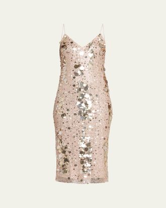 LoveShackFancy Kayleen Sequined Midi Dress