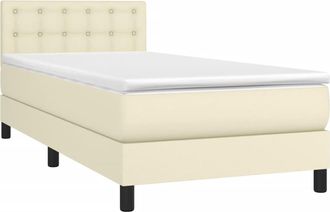 vidaXL Vidaxl - Cama Box Spring Con Colch&oacute;n Cuero Sint&eacute;tico Crema 90x190 Cm