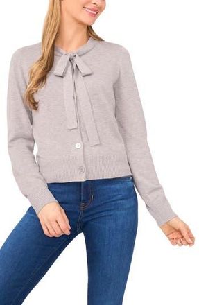 CeCe by Cynthia Steffe Tie Neck Cardigan in Light Heather Grey at Nordstrom Rack, Size Medium