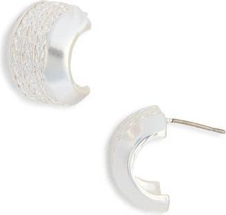 Karine Sultan Chain Textured Mini Hoop Earrings in Silver at Nordstrom Rack