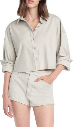 Favorite Daughter The Ex-Boyfriend Faux Suede Crop Button-Up Shirt in Bone at Nordstrom, Size X-Small
