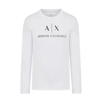 A|X Armani Exchange T-shirt met lange mouwen met logo-opdrukken - Heren - Longsleeves - Wit - XL - Tops