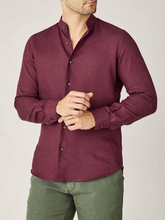 Luca Faloni Burgundy Linen Versilia Shirt