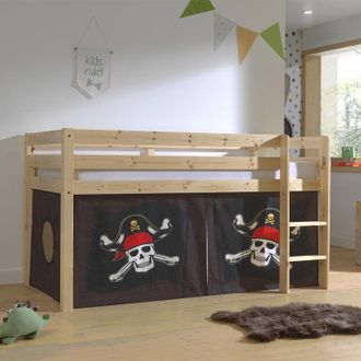 M&S Collection M&s - Cama De Media Altura 90x200 Con Somier Y Funda Pirata Vipack Pino Madera