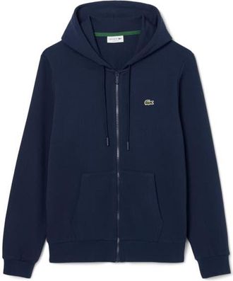 Lacoste Lightweight Cotton Fleece Zip Hoodie in Navy Blue at Nordstrom, Size 5