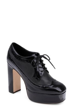L'agence Tania Platform Pump in Black Leather at Nordstrom, Size 9.5