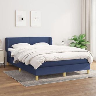 vidaXL Cama Box Spring Con Colch&oacute;n Tela Azul 140x200 Cm Vidaxl