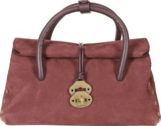 Zanellato Small Roll-Top Nubuck Leather Handbag With Twist-Lock Details