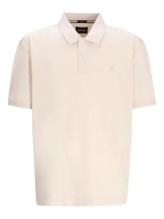 BOSS double-monogram mercerised cotton polo shirt - Neutrals