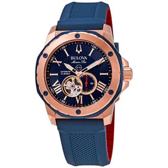 Bulova Marine Star Automatic Blue Dial Mens Watch 98A227