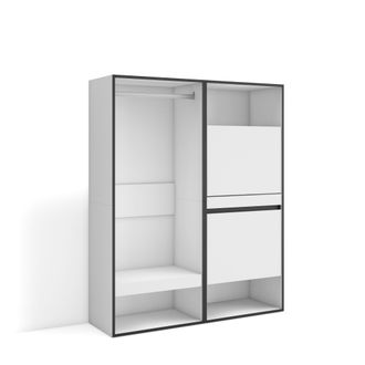 Skraut Home Vestidor Abierto, Ropa, Zapatos, Complementos, 120x145x35 Cm, Dormitorio, Habitaci&oacute;n, Zapatero, Estilo Moderno, Blanco - Skraut Home