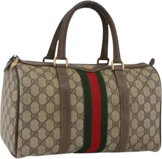 Gucci Pre-owned Vintage Boston Bag - Dames - Vintage Handtas - Beige - ONE Size - Leer - Vintage