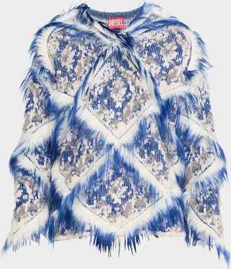 Diesel Mens Fuzzy Argyle Sweater