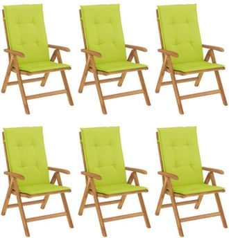 vidaXL Sillas De Jard&iacute;n Reclinables Y Cojines 6 Uds Madera Maciza Teca Vidaxl