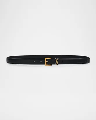 Saint Laurent Men & apos;s YSL Cassandre Belt in Smooth Leather