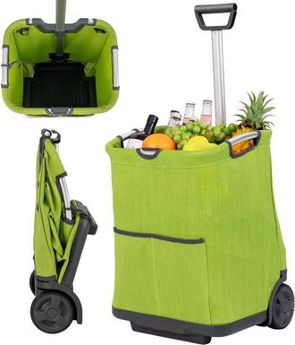 Costway Costway - Carro Compra Plegable de 50L, Rolser Carro Compra con 3 Bolsillos y Manillar Retráctil, Estructura de Aluminio Resistente, Carro de la