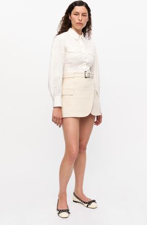 Ganni Beige White Cotton Melange Mini Skirt - Size 10/12 Organic