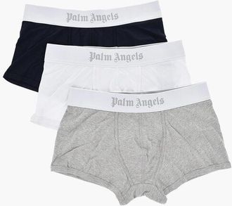 Palm Angels Set Of 3 Stretch Cotton Boxer Briefs With Branded Elastic Wa size Xxl
