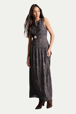 Warehouse Printed Chiffon Tiered Maxi Dress in Brown at Nordstrom, Size 10