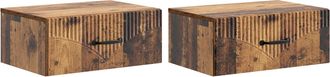 vidaXL Mesita De Noche De Pared 2 Uds. Madera Envejecida Vidaxl