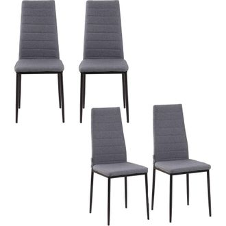 HOMCOM Set 4 Sedie Imbottite per Cucina o Soggiorno in Metallo e Tessuto Grigio - Homcom
