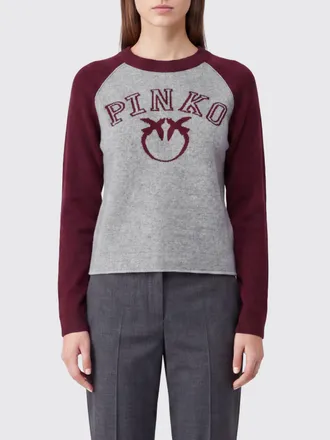 Pinko Maglia girocollo slim fit in lana e cashmere con logo Love Birds