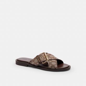 Coach Crisscross Buckle Sandal In Signature Jacquard