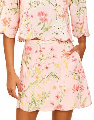 Mestiza New York Pilar Scallop Mini Skirt In Rose Vine