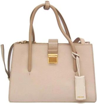 Miu Miu Pre-owned Handbags, female, Beige, Size: ONE SIZE Pre-owned Leather Handbag