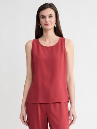 Misook Classic Crepe de Chine Tank Top in Russet at Nordstrom, Size Xx-Large