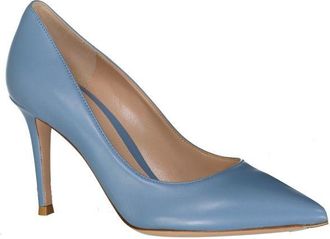 Gianvito Rossi Womens Pointed-Toe Leather Pump Blue