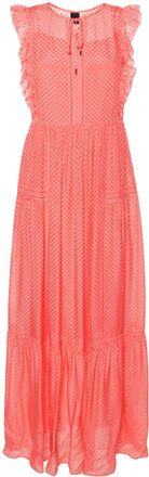 BOSS tiered textured midi dress - women - Viscose/Silk/Viscose - 36 - Pink