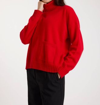 Brodie Pippin Roll Neck Jumper In Red