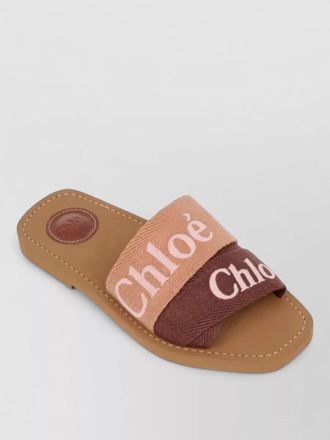 Chlo&eacute; woody flat slides open toe design