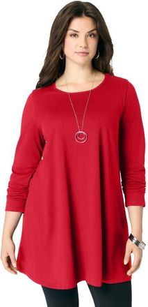 Roaman's Ultimate Long Sleeve Crewneck Swing Tunic in Classic Red at Nordstrom, Size 12