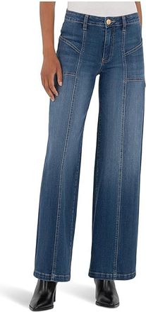 Kut from the Kloth Petite Jean High Rise Wide Front Seam Patch Front Pockets Womens Jeans Align : 18P 28.5, Cotton/Denim/Polyester