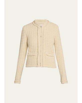 Isabel Marant Hortense Windowpane Knit Collarless Jacket