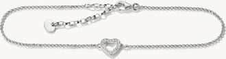 Thomas Sabo cavigliera a cuore con zirconi bianchi in argento, bianco