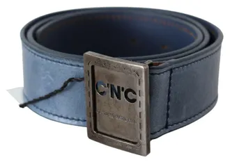 Costume National Womens Blue Normal Leather Logo Buckle Belt